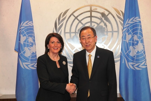 CUMHURBASKANI JAHJAGA, BAN Kİ MOON İLE BİR ARAYA GELDİ